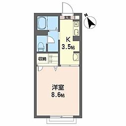 グランサラナB 1Kの間取図画像