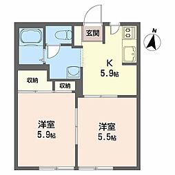 ファミール桜雲 2Kの間取図画像