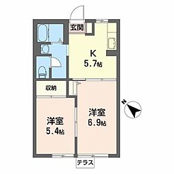ハーモニアス・K-A 2Kの間取図画像