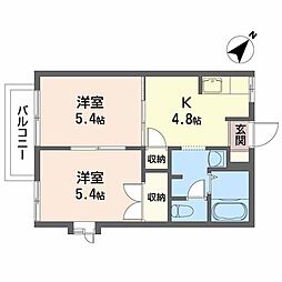 ボンエスポアール北上 2Kの間取図画像