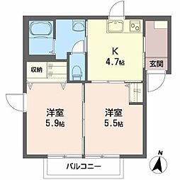 フラッツN・S 2Kの間取図画像