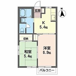 パレス・アザレアD 2Kの間取図画像