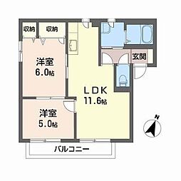 マーボヌール桜A 2LDKの間取図画像