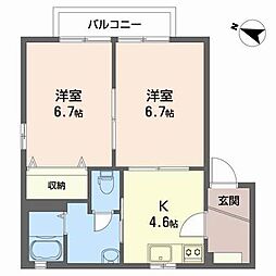 アクアロード2・C 2Kの間取図画像