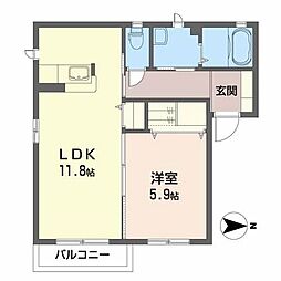 リ・ハート 1LDKの間取図画像