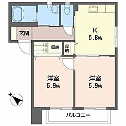 ガーデンハイツ 2Kの間取図画像