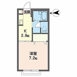 シェルマン東通 1Kの間取図画像