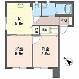 ガーデンハイツ 2Kの間取図画像