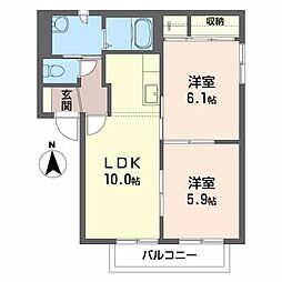 ルピナスC 2LDKの間取図画像