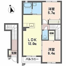 ブランフルールA 2LDKの間取図画像