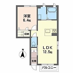 シャーメゾンドゥフルール 1LDKの間取図画像