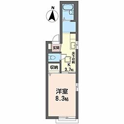 ボナール 1Kの間取図画像