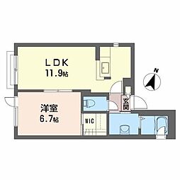 スカイコート 1LDKの間取図画像