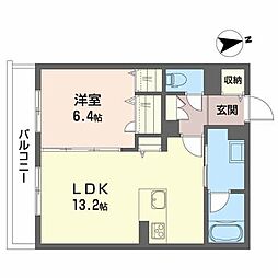 シティプラザ在府町 1LDKの間取図画像