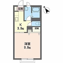 プロスパリテ 1Kの間取図画像