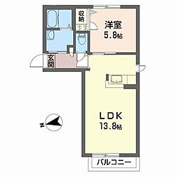 シャーメゾンソレイユB 1LDKの間取図画像