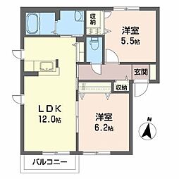 パシフィックハイム 2LDKの間取図画像