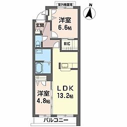 メゾンMast売市A 2LDKの間取図画像