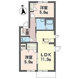 セルブラン 2LDKの間取図画像