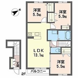 シャーメゾントミーC 3LDKの間取図画像