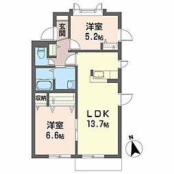 シャーメゾンリバージュA 2LDKの間取図画像