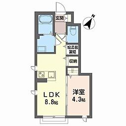 シャーメゾン・S2 1LDKの間取図画像