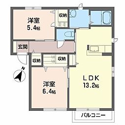 メゾンドフォーレス 2LDKの間取図画像