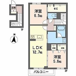ブルームステージ鈎取本町 2LDKの間取図画像