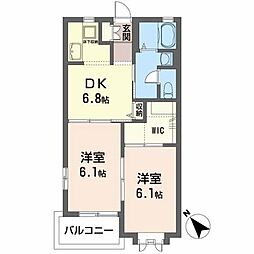 フォーシーズンズガーデンサウス 2DKの間取図画像