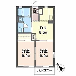 フォーシーズンズガーデンサウス 2DKの間取図画像