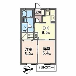 ツカサハウスB 2DKの間取図画像