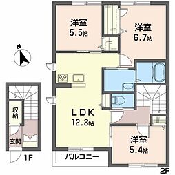 プレミアス 3LDKの間取図画像
