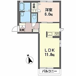シャーメゾン・シュロス 1LDKの間取図画像