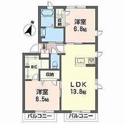 ブルーパル 2LDKの間取図画像