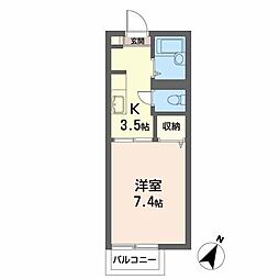 コーポエミネンス 1Kの間取図画像