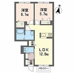 ミューレン2 2LDKの間取図画像