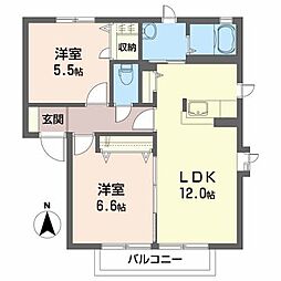 セピア・グレイスA 2LDKの間取図画像