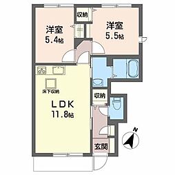 リバティ1 2LDKの間取図画像