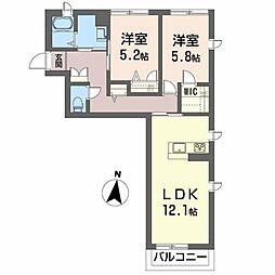 ベルハイム 2LDKの間取図画像