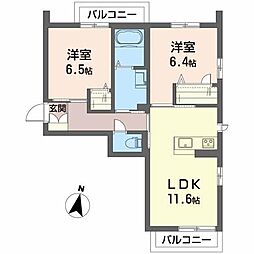アデル 2LDKの間取図画像
