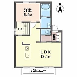 クランベルC 1LDKの間取図画像