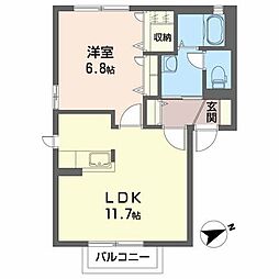 エクセル安積 1LDKの間取図画像