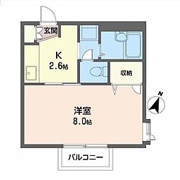 アーバンハイツ・西中田 1Kの間取図画像