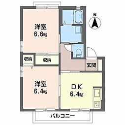 レジデンスK 2DKの間取図画像