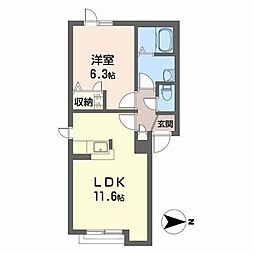 シャーメゾンハーバータウン 1LDKの間取図画像