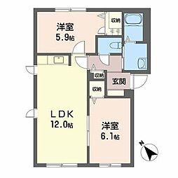 メゾンカルデア 2LDKの間取図画像