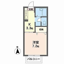 グリーンパレスmomo 1Kの間取図画像