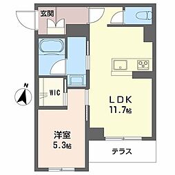 エスポワール柏木 1階1LDKの間取り