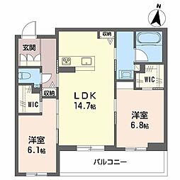 マグノリア上杉 2階2LDKの間取り