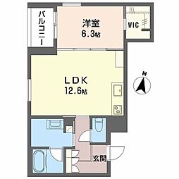 LUANA KAMISUGI 1LDKの間取図画像
